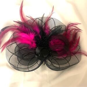 Magenta feather hair clip